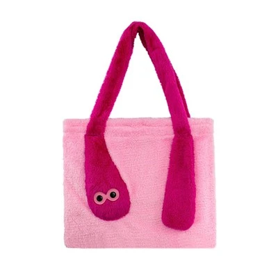 Bolsa de compras informal con pelusa rosa